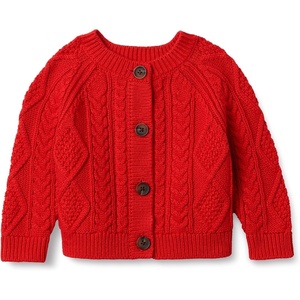 Amazon Essentials x Sofia Grainge Unisex Toddlers and Babies’ Cable Knit Cotton Fisherman Cardigan Sweater(Red)