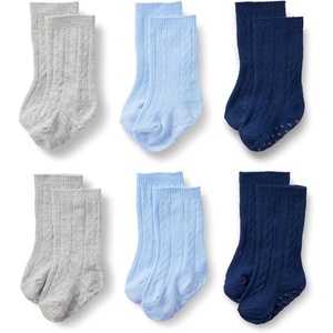 Amazon Essentials x Sofia Grainge Unisex Toddlers and Babies’ Cable-Knit Knee-High Socks, 6 Pairs(Heather Grey/Light Blue/Navy)