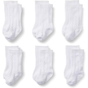 Amazon Essentials x Sofia Grainge Unisex Toddlers and Babies’ Cable-Knit Knee-High Socks, 6 Pairs(White)