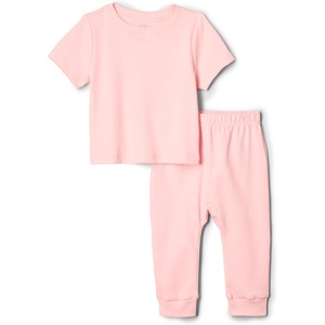 Amazon Essentials x Sofia Grainge Unisex Toddlers and Babies’ Cotton Knit Short Sleeve Shirt & Pants Set(Pink)