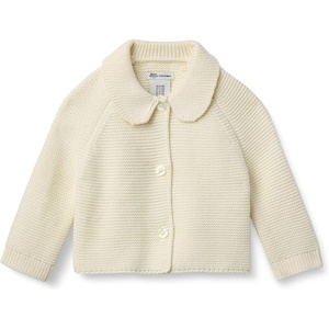 Amazon Essentials x Sofia Grainge Unisex Toddlers and Babies’ Peter Pan Collar Sweater Jacket, Soft Cotton Knit with Stretch(Ivory)