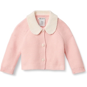 Amazon Essentials x Sofia Grainge Unisex Toddlers and Babies’ Peter Pan Collar Sweater Jacket, Soft Cotton Knit with Stretch(Light Pink)