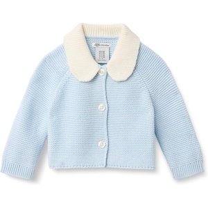 Amazon Essentials x Sofia Grainge Unisex Toddlers and Babies’ Peter Pan Collar Sweater Jacket, Soft Cotton Knit with Stretch(Pale Blue)