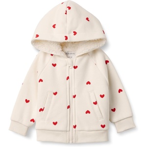 Amazon Essentials x Sofia Grainge Unisex Toddlers and Babies’ Zip Hoodie Sweatshirt(Ivory Red Hearts)