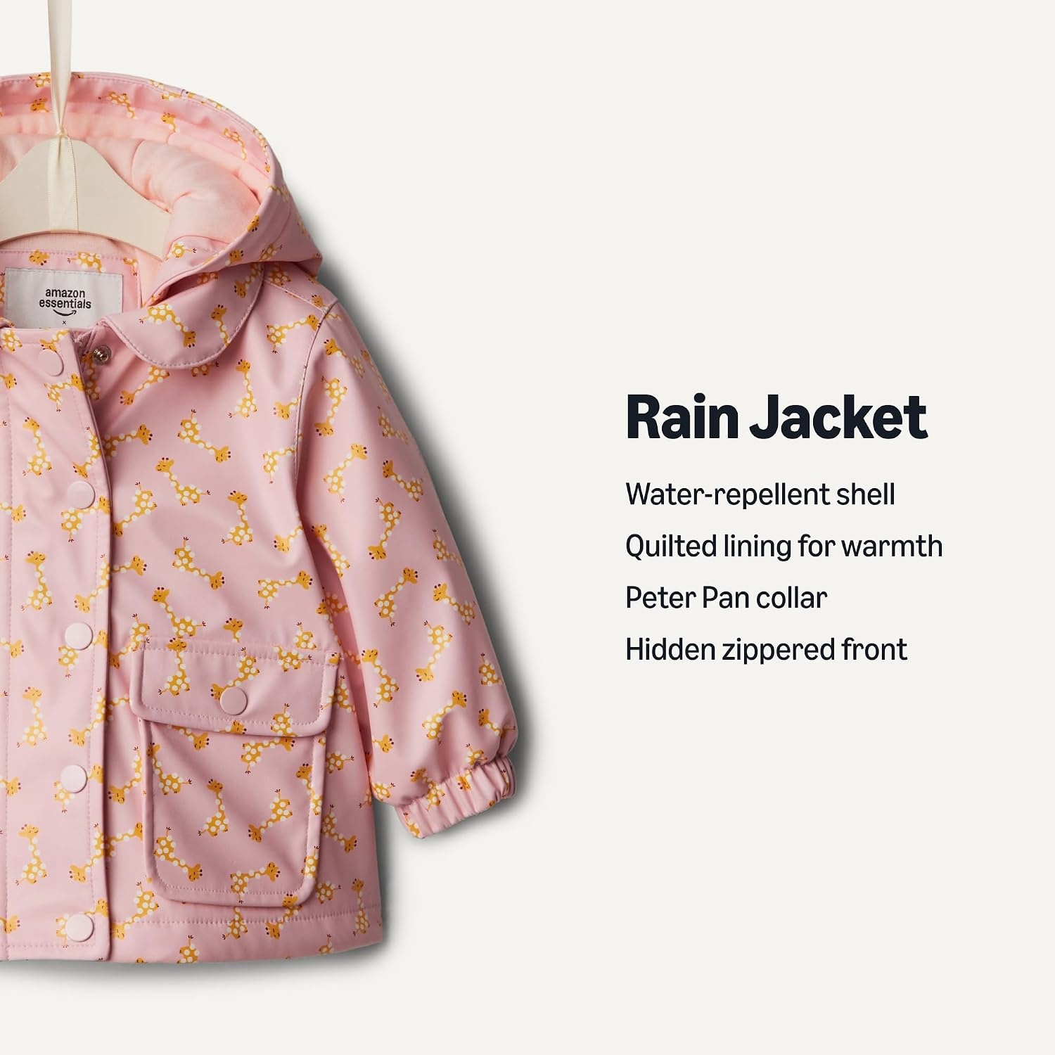 image:imageAmazon Essentials x Sofia Grainge Toddler and Baby Girls WaterRepellent Rain JacketLight Pink Giraffes