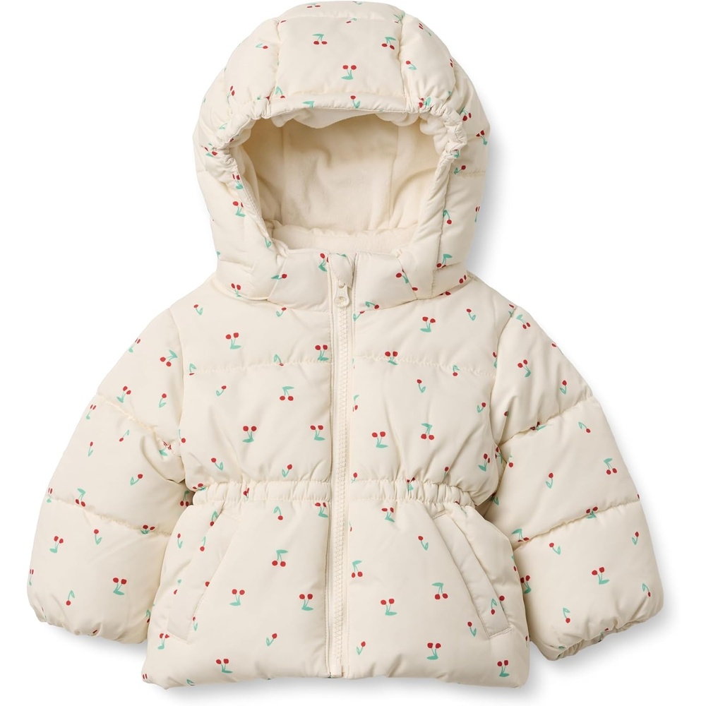 image:imageAmazon Essentials x Sofia Grainge Girls WaterRepellent Hooded Puffer JacketIvory Cherries