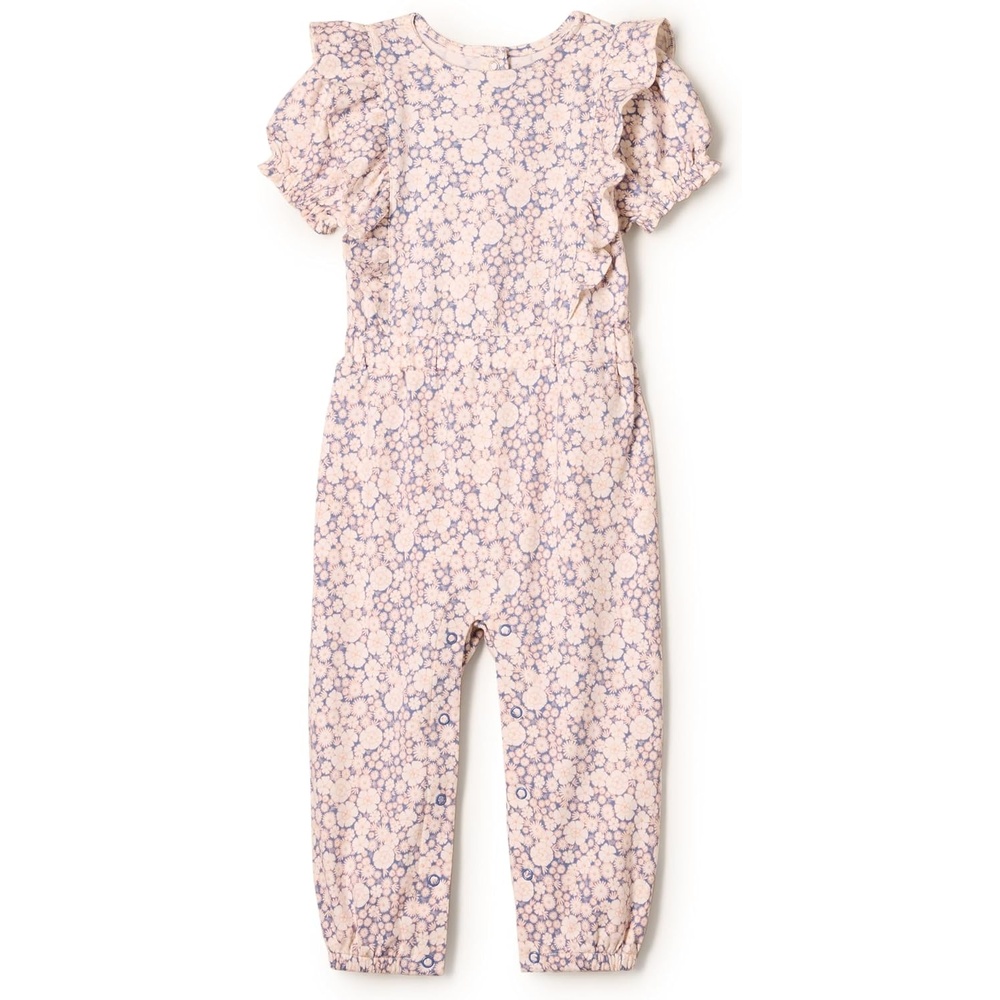 image:imageAmazon Essentials x Sofia Grainge Toddlers and Baby Girls Ruffle RomperBlue Ivory Delicate Floral