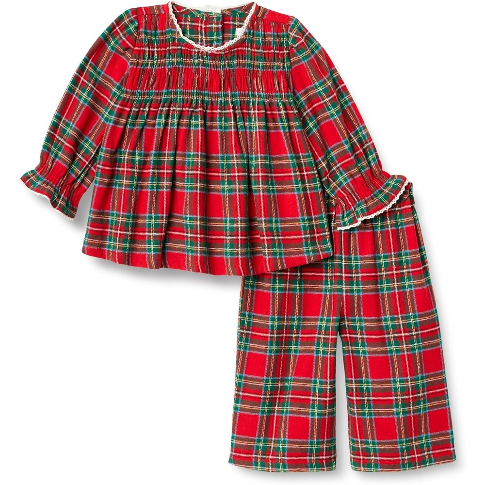 image:imageAmazon Essentials x Sofia Grainge Unisex Toddlers and Babies Long Sleeve Flannel SetCherry Red Festive Plaid