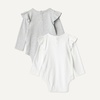 Amazon Essentials Baby Girls’ Long-Sleeved Ruffle Bodysuits, Pack of 2(Light Heather Grey/White)