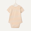 Amazon Essentials x Sofia Grainge Unisex Babies’ Short Sleeve Crewneck Bodysuit, Pack of 3(Ivory/Light Camel/Stripe)