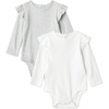 Amazon Essentials Baby Girls’ Long-Sleeved Ruffle Bodysuits, Pack of 2(Light Heather Grey/White)