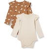 Amazon Essentials Baby Girls’ Long-Sleeved Ruffle Bodysuits, Pack of 2(Pale Peach/Lion and Pony)