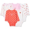 Amazon Essentials Disney | Marvel | Star Wars | Princess Baby Girls Long-Sleeve Bodysuits, Pack of 5(Minnie Rainbow Chaser)