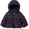Amazon Essentials x Sofia Grainge Girls’ Water-Repellent Hooded Puffer Jacket(Navy Hearts)