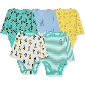 Amazon Essentials Disney | Marvel | Star Wars | Princess Baby Girls Long-Sleeve Bodysuits, Pack of 5(Princess Wish)