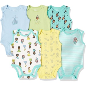 Amazon Essentials Disney | Star Wars | Princess Baby Girls’ Sleeveless Bodysuits, Pack of 6(Princess Wish)