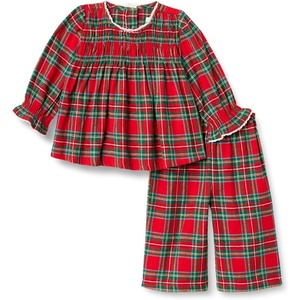 Amazon Essentials x Sofia Grainge Unisex Toddlers and Babies’ Long Sleeve Flannel Set(Cherry Red Festive Plaid)