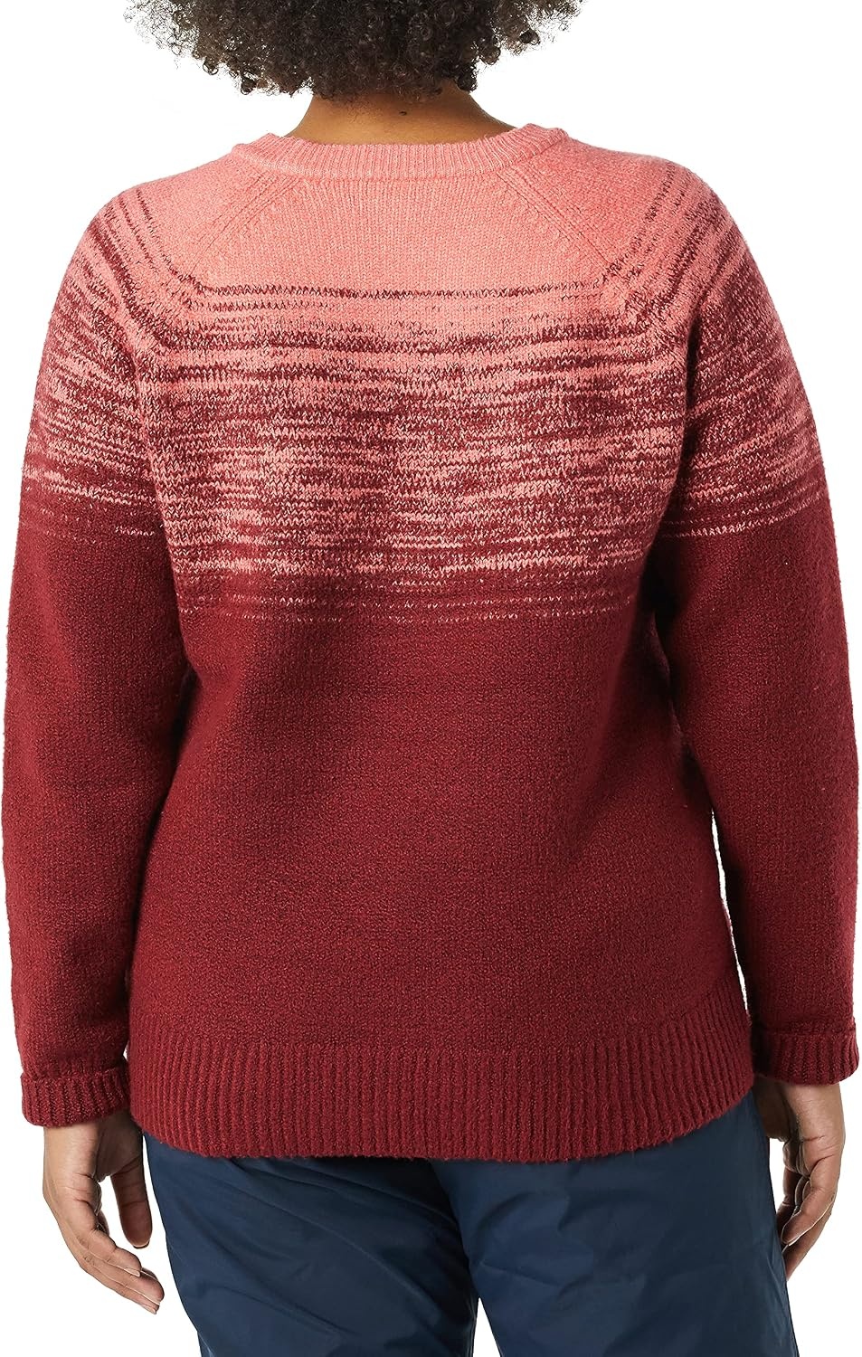 image:imageAmazon Essentials Crewneck Sweater for Women SoftTouchCoral PinkBurgundy Ombre Color Block