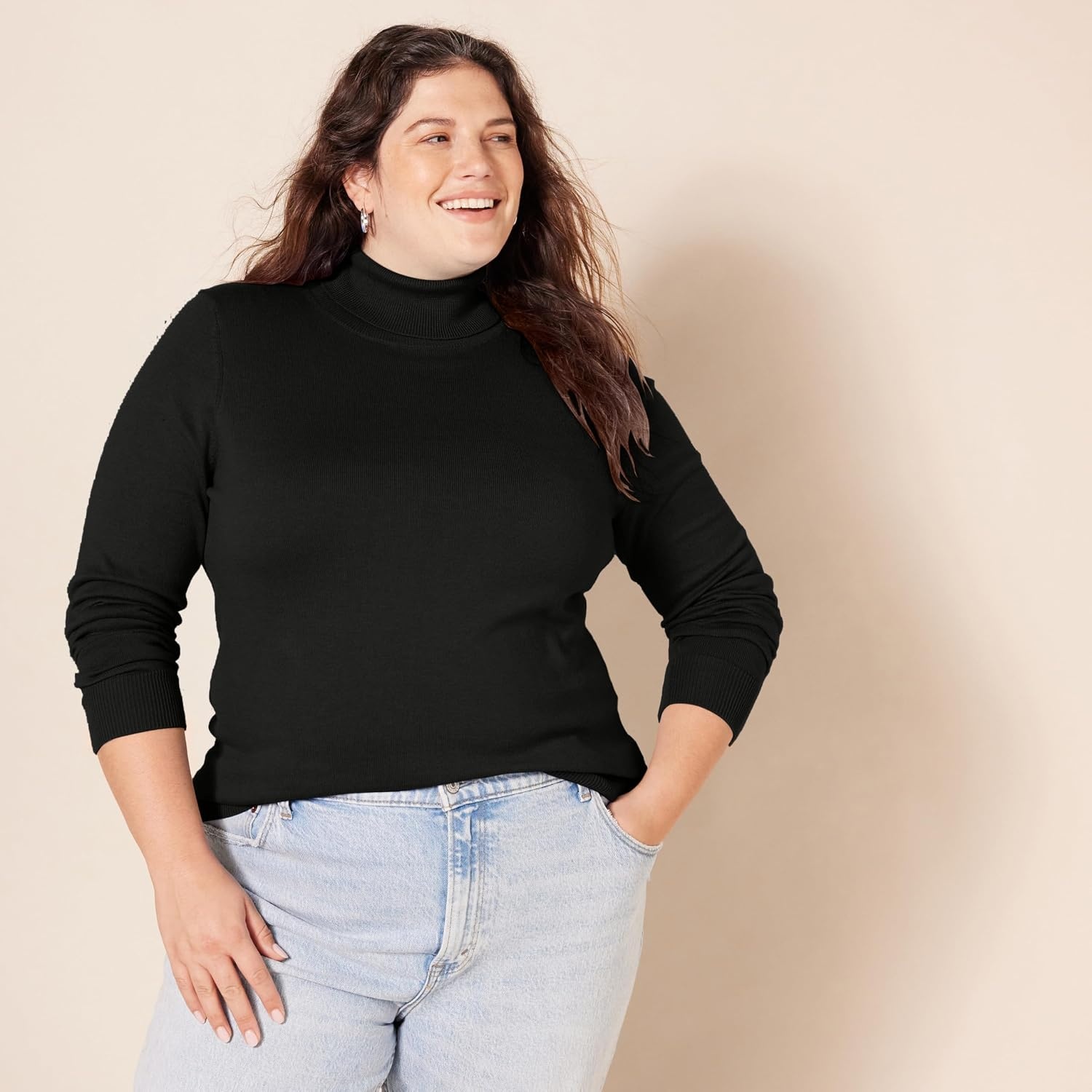 image:imageAmazon Essentials Womens ClassicFit Lightweight LongSleeve SweaterBlack
