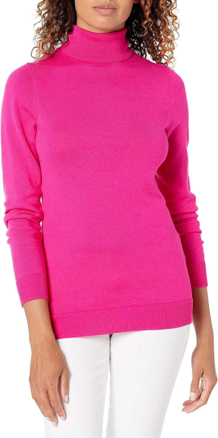 image:imageAmazon Essentials Womens ClassicFit Lightweight LongSleeve SweaterBright Pink