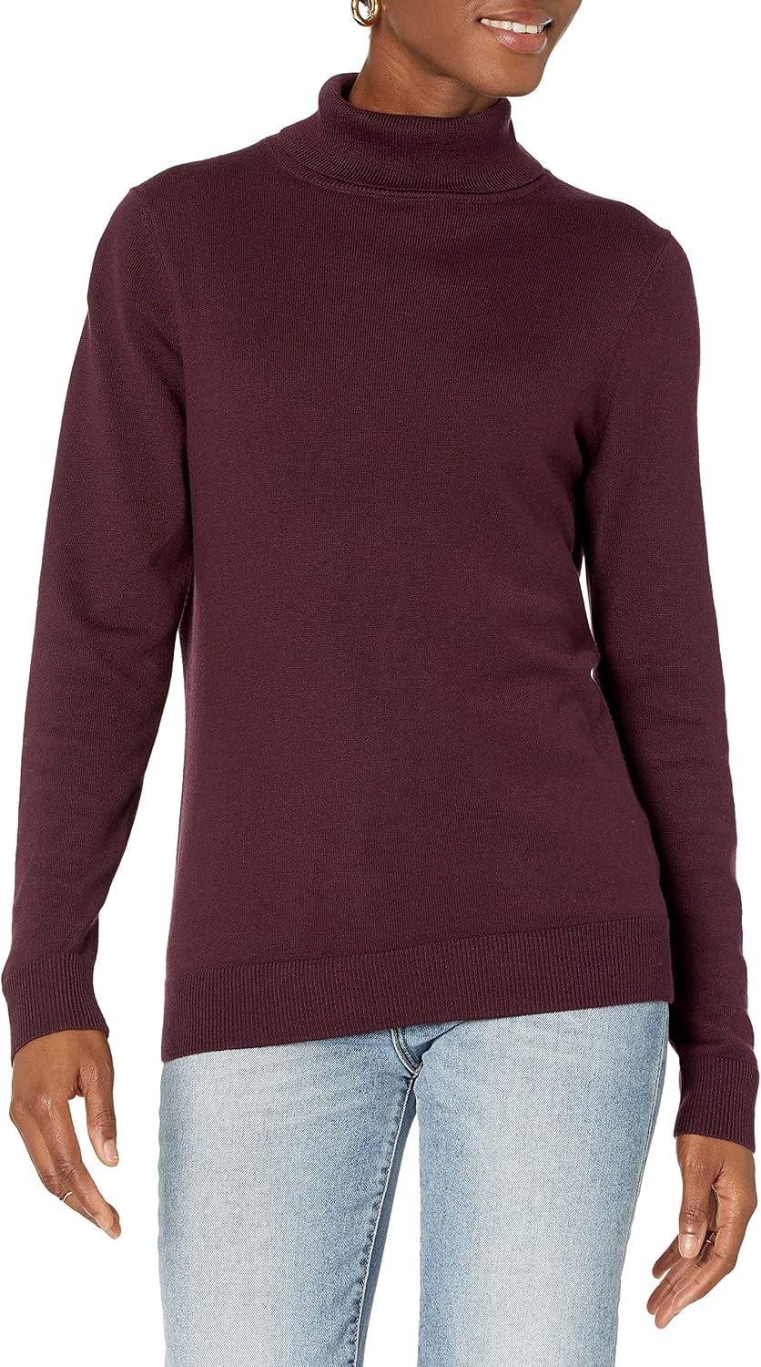 image:imageAmazon Essentials Womens ClassicFit Lightweight LongSleeve SweaterBurgundy