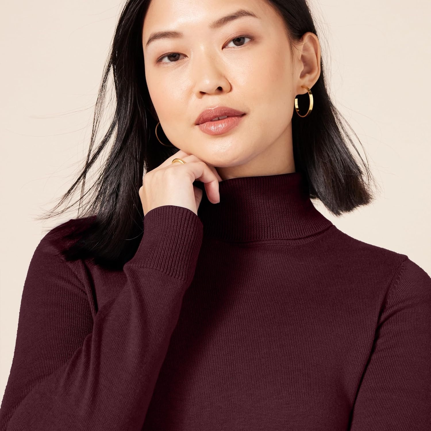 image:imageAmazon Essentials Womens ClassicFit Lightweight LongSleeve SweaterBurgundy