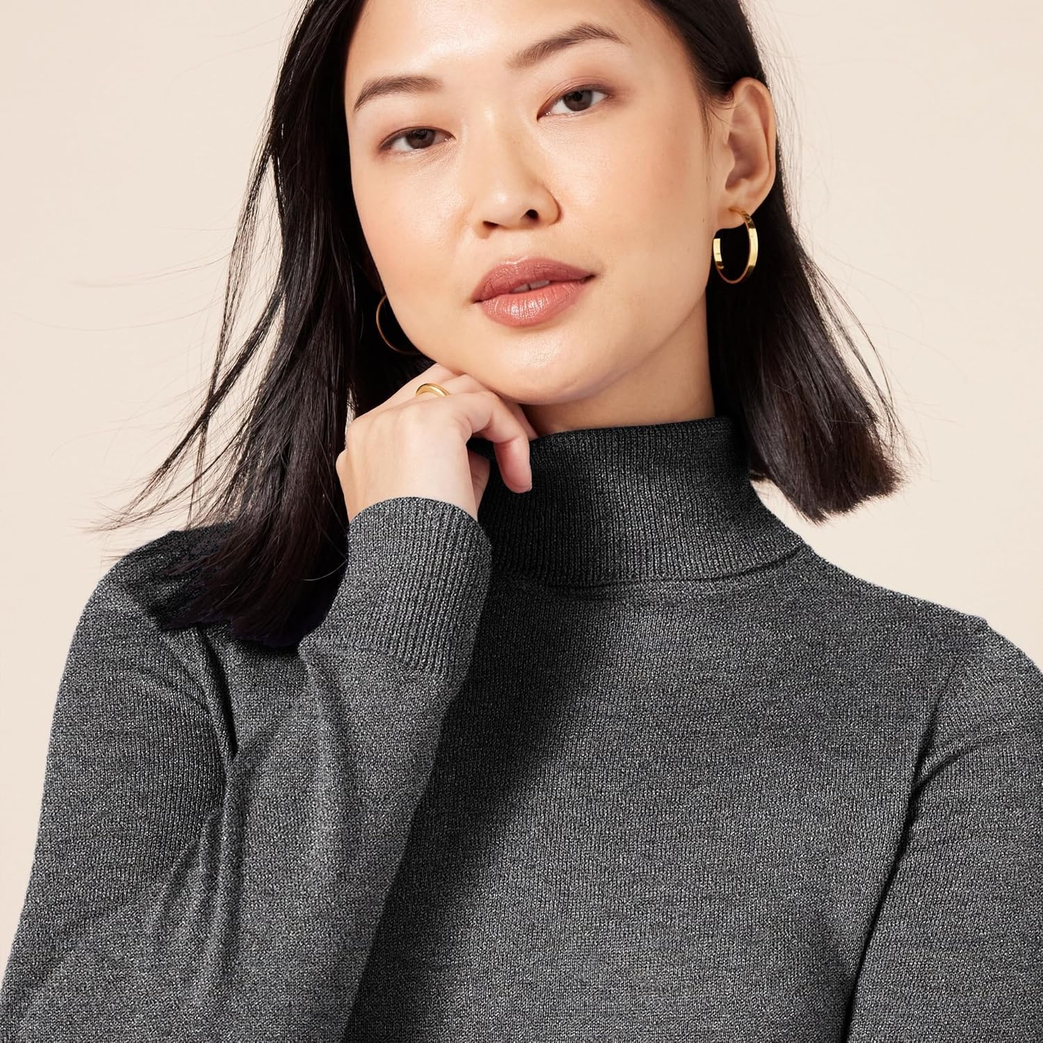 image:imageAmazon Essentials Womens ClassicFit Lightweight LongSleeve SweaterCharcoal Heather