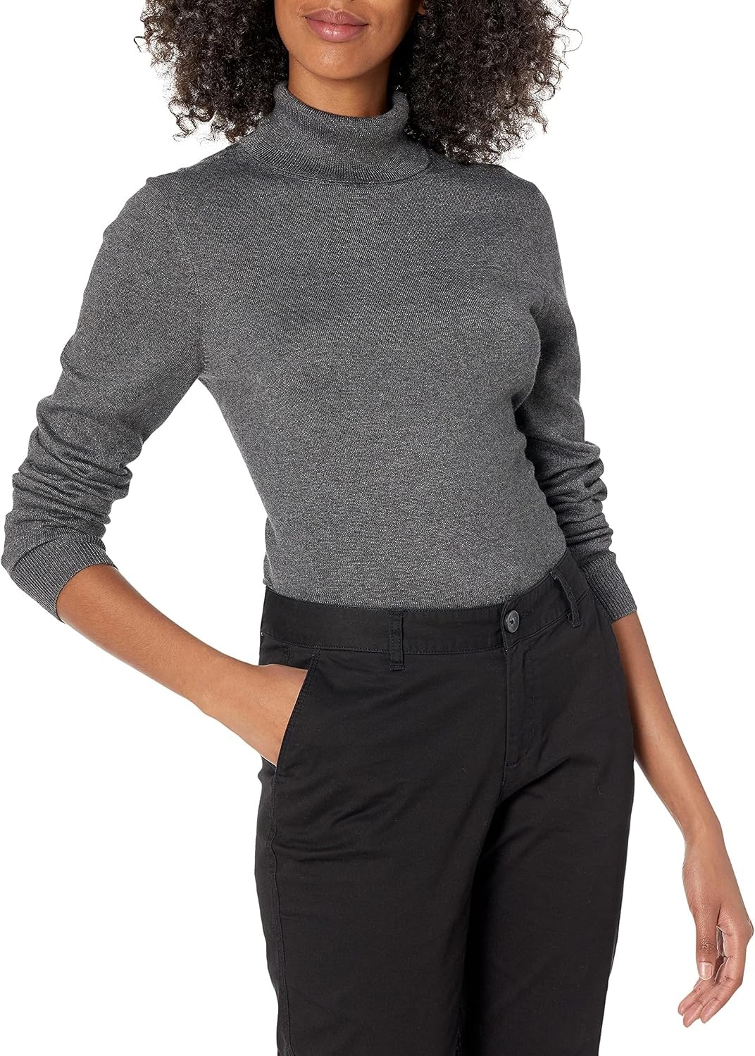 image:imageAmazon Essentials Womens ClassicFit Lightweight LongSleeve SweaterCharcoal Heather
