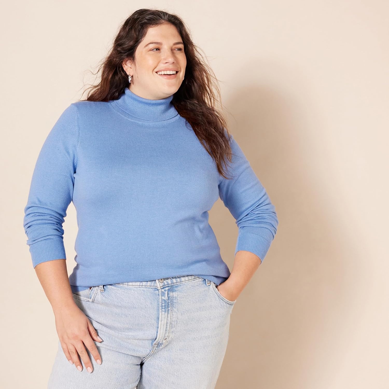 image:imageAmazon Essentials Womens ClassicFit Lightweight LongSleeve SweaterCornflower Blue