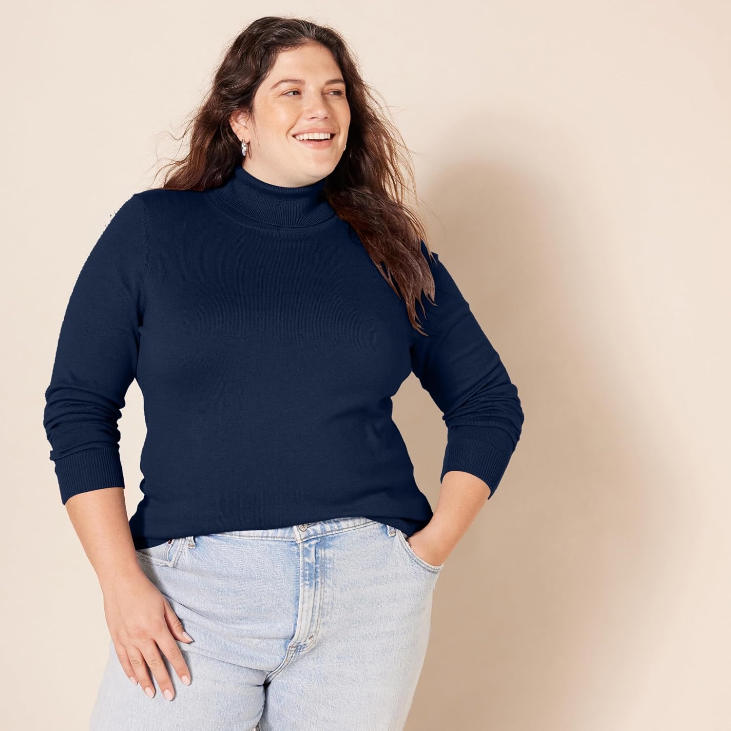 image:imageAmazon Essentials Womens ClassicFit Lightweight LongSleeve SweaterNavy
