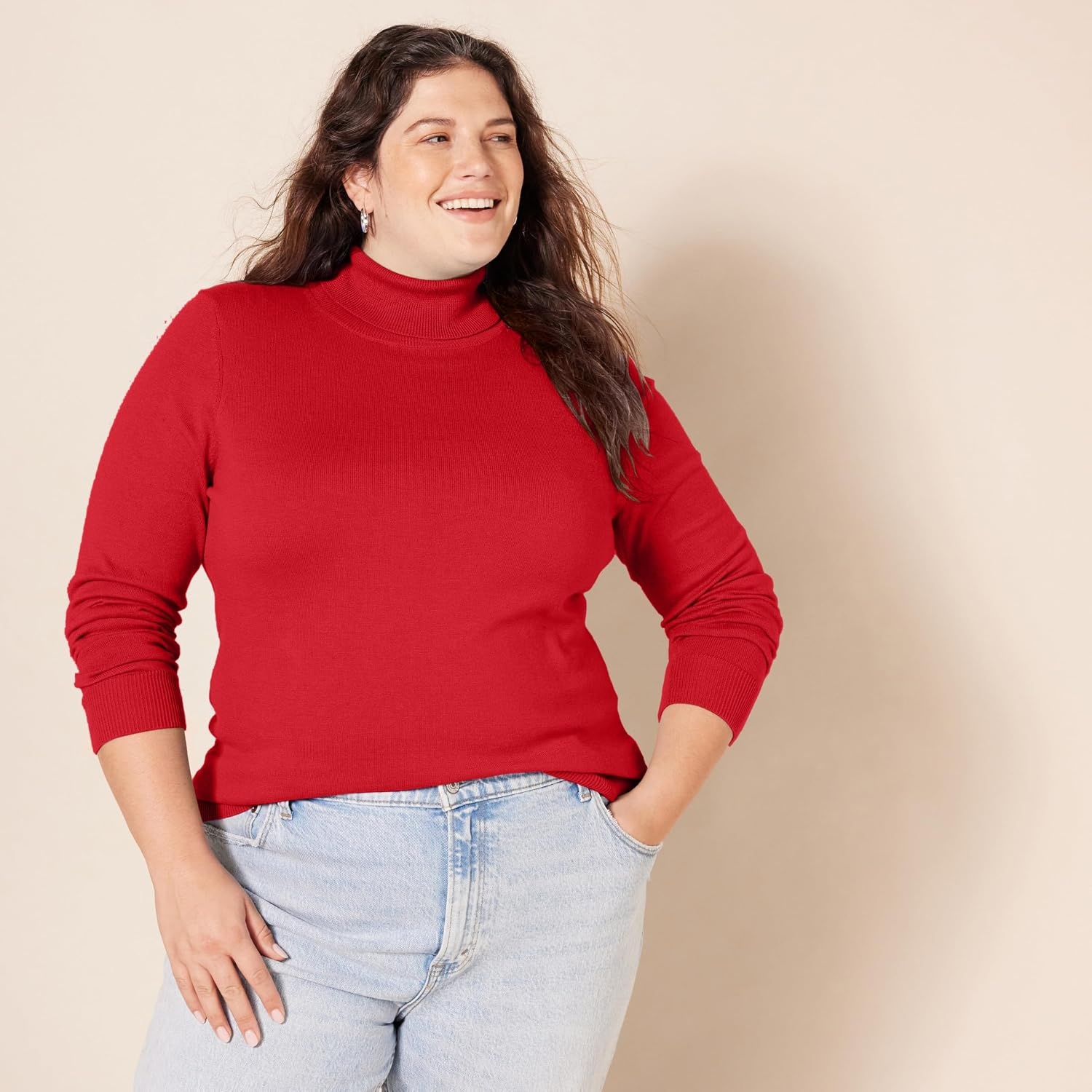 image:imageAmazon Essentials Womens ClassicFit Lightweight LongSleeve SweaterRed