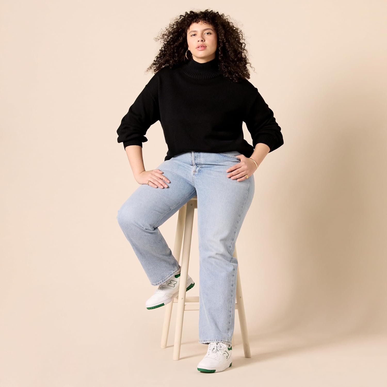 image:imageAmazon Essentials Womens Cotton Pullover Sweater FunnelNeck Available in Plus SizeBlack