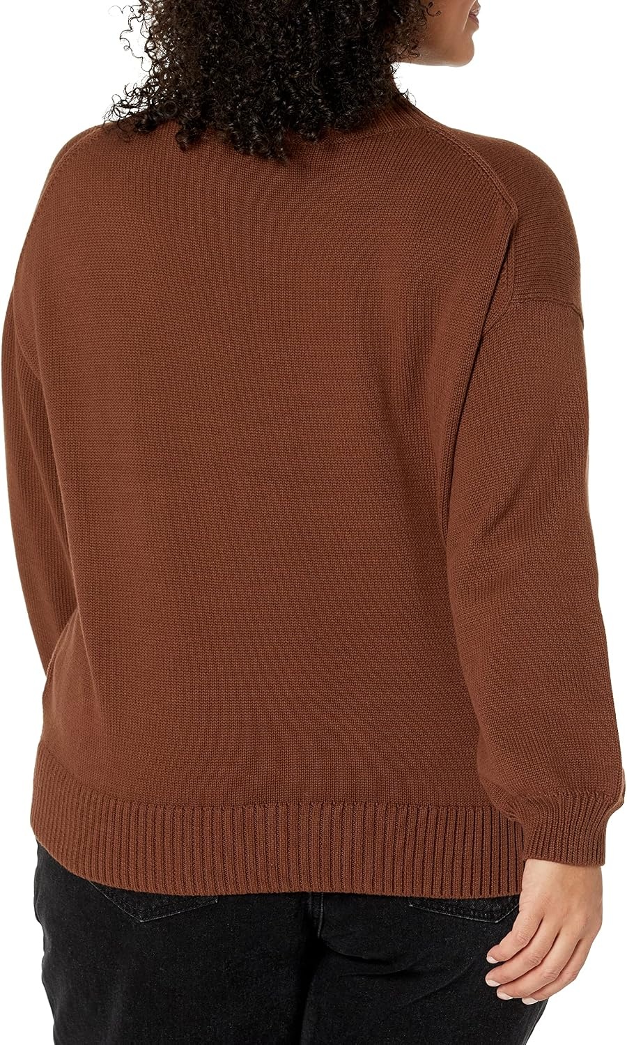 image:imageAmazon Essentials Womens Cotton Pullover Sweater FunnelNeck Available in Plus SizeDeep Brown
