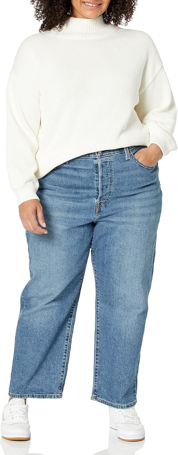 image:imageAmazon Essentials Womens Cotton Pullover Sweater FunnelNeck Available in Plus SizeEggshell White
