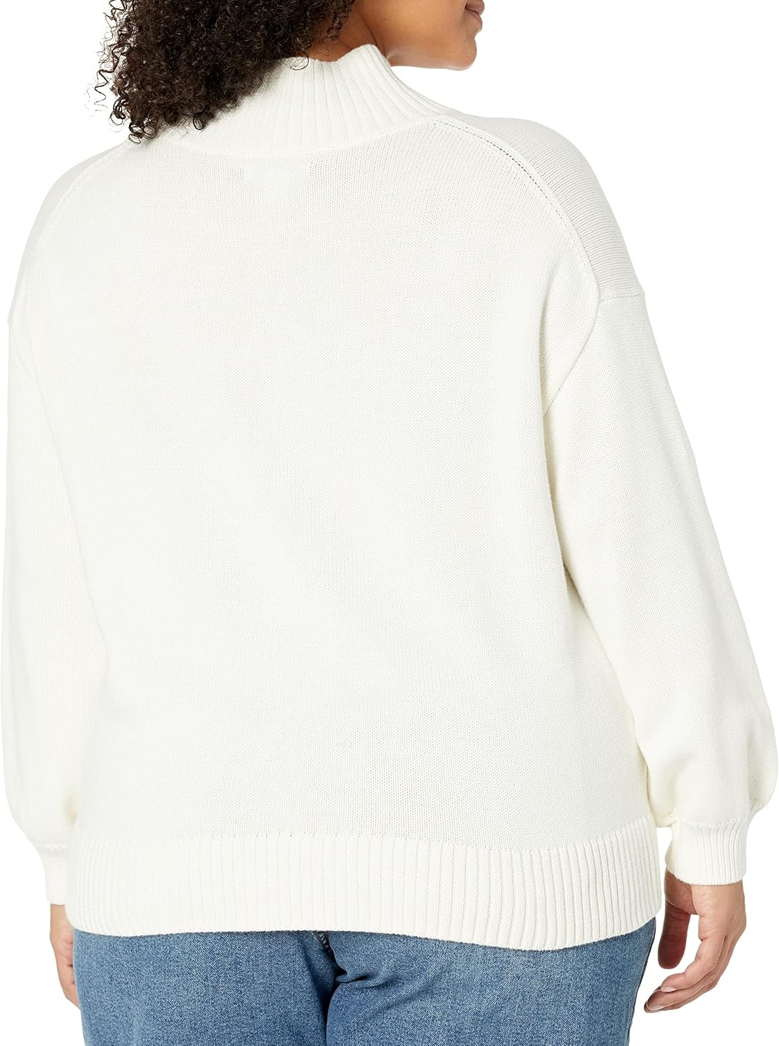 image:imageAmazon Essentials Womens Cotton Pullover Sweater FunnelNeck Available in Plus SizeEggshell White