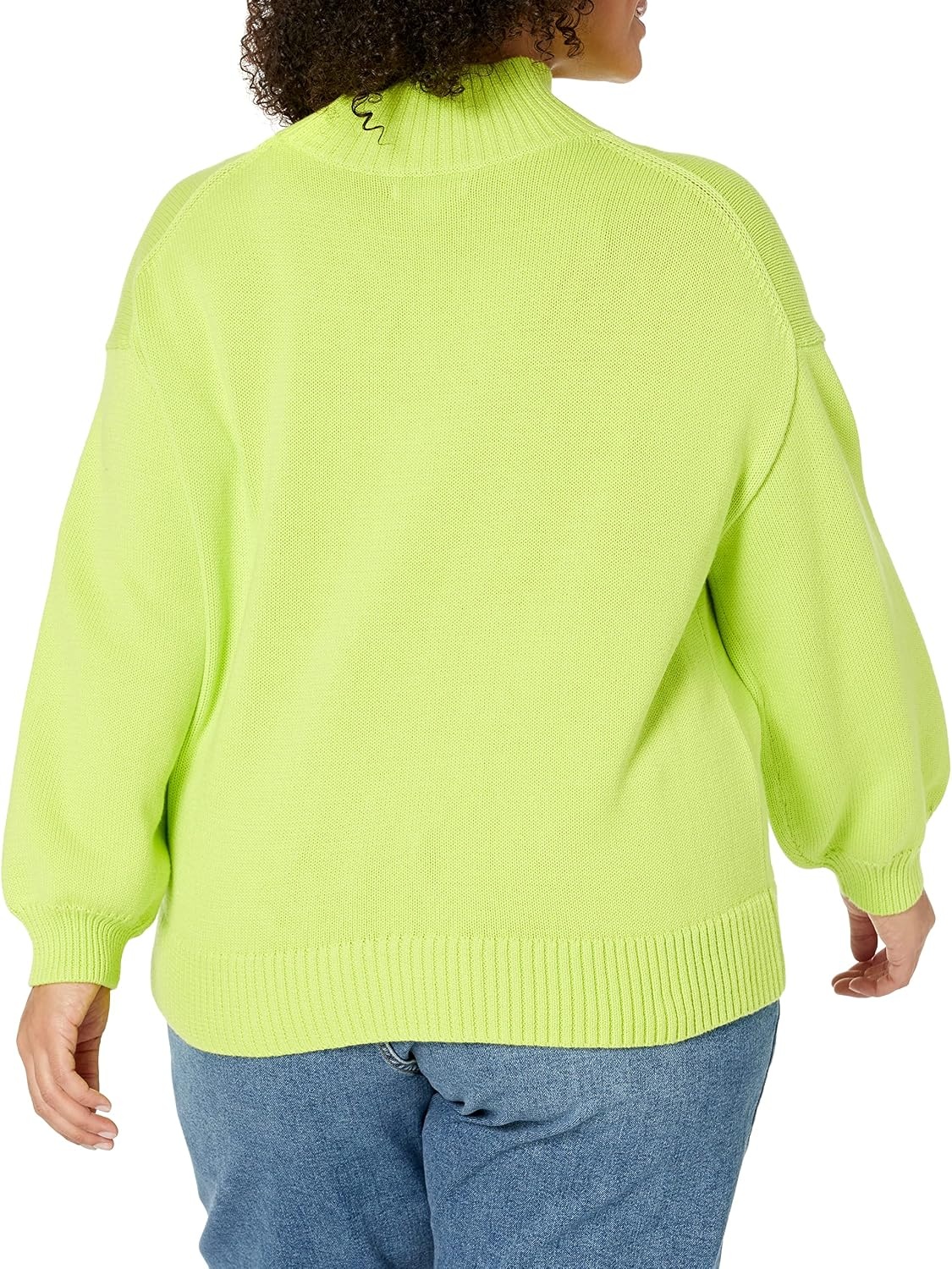 image:imageAmazon Essentials Womens Cotton Pullover Sweater FunnelNeck Available in Plus SizeLime Green