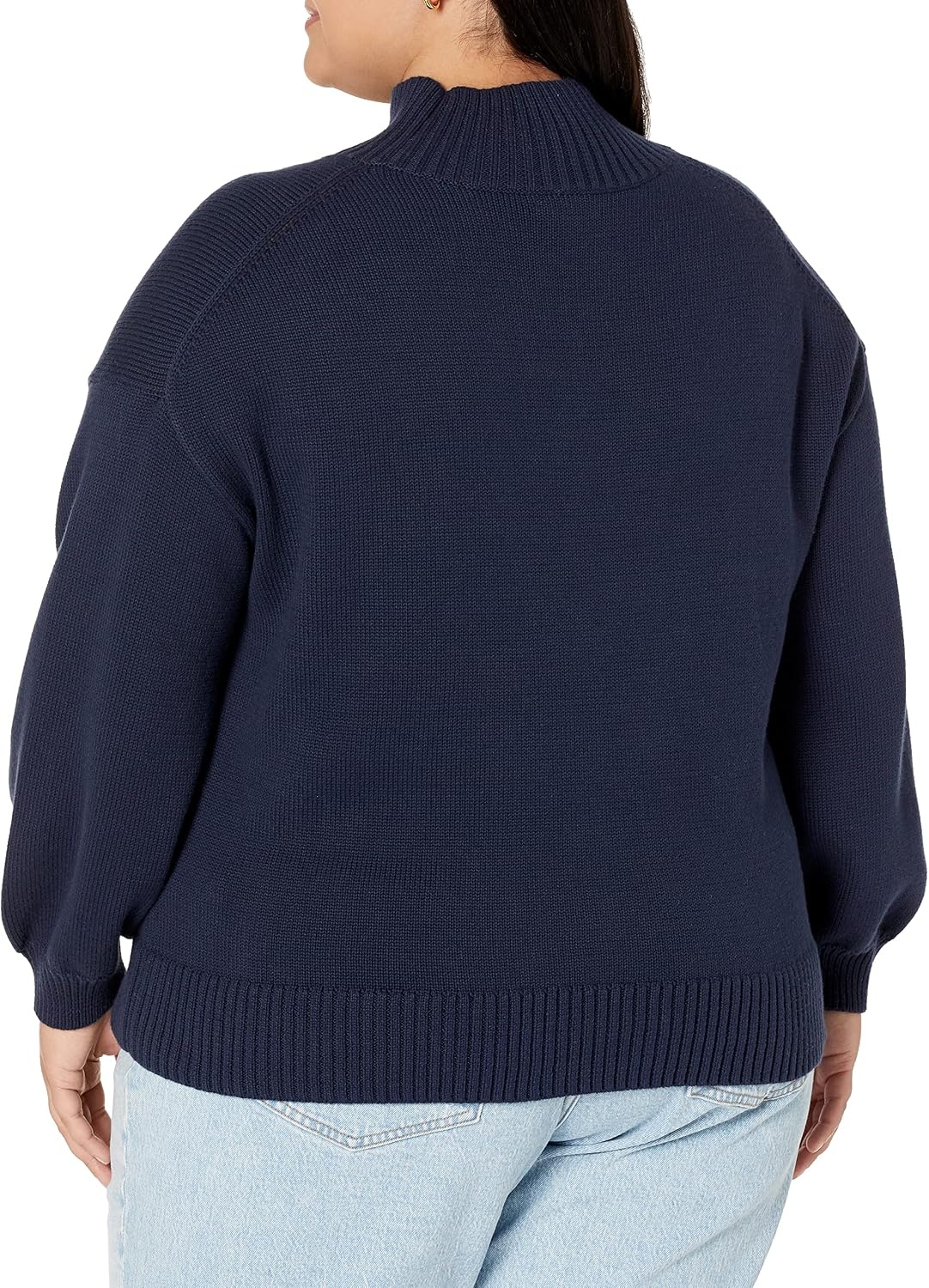 image:imageAmazon Essentials Womens Cotton Pullover Sweater FunnelNeck Available in Plus SizeNavy