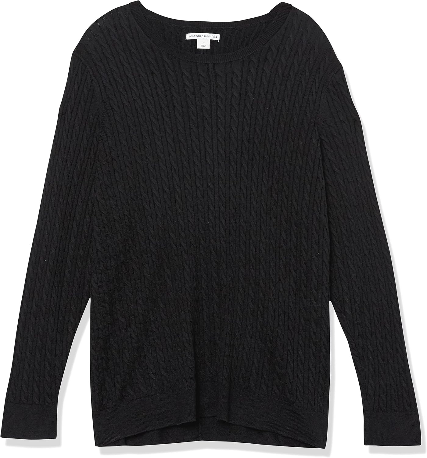 image:imageAmazon Essentials Womens Lightweight Cable Knit Long Sleeve SweaterBlack
