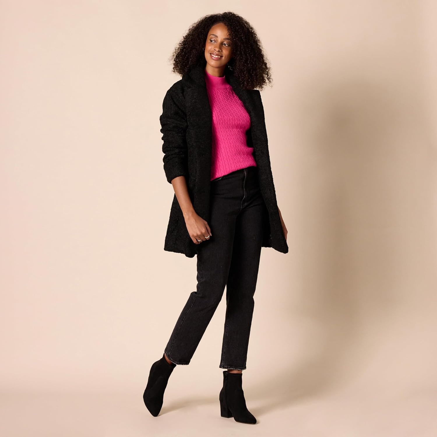 image:imageAmazon Essentials Womens Lightweight Cable Knit Long Sleeve SweaterBright Pink
