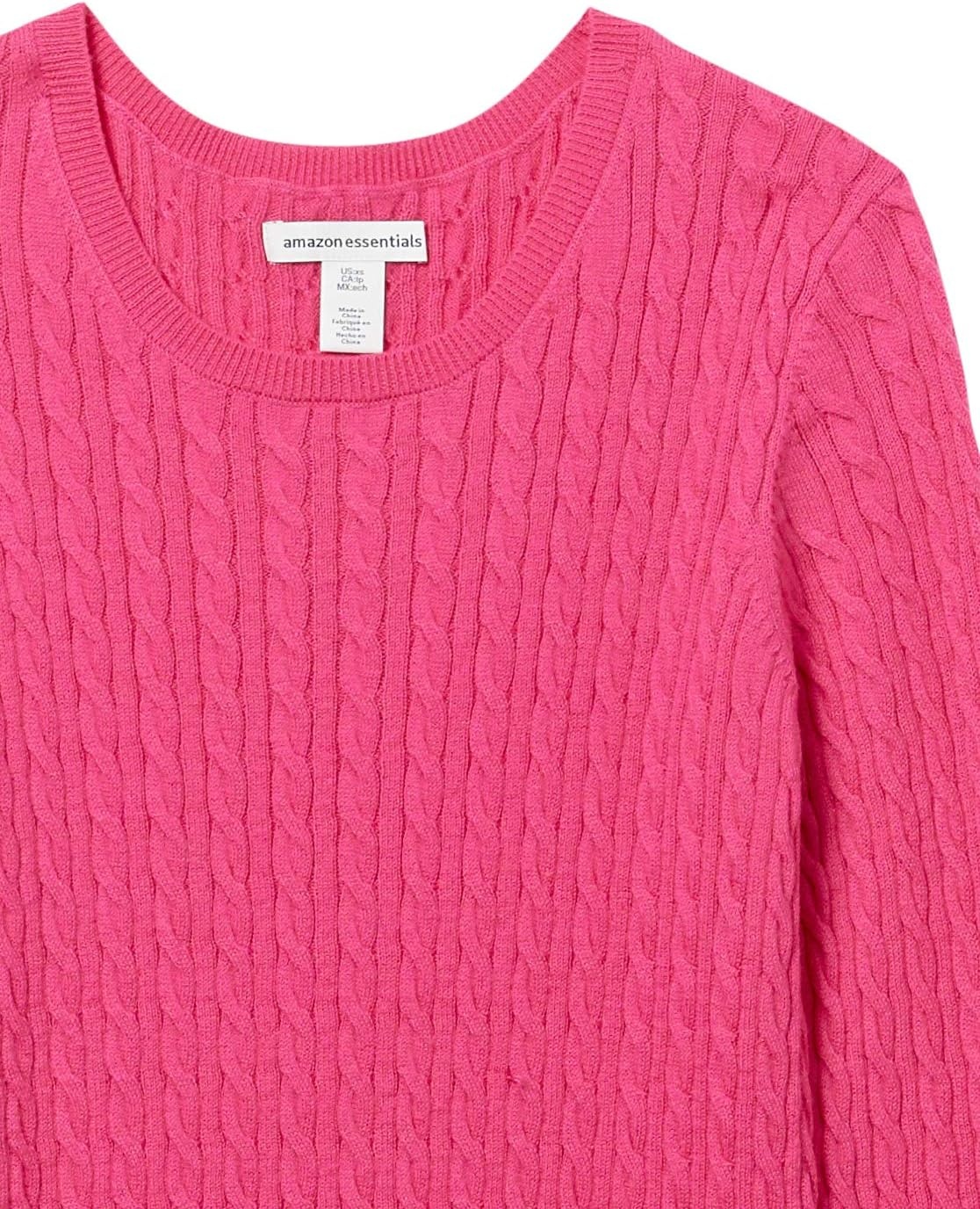 image:imageAmazon Essentials Womens Lightweight Cable Knit Long Sleeve SweaterBright Pink