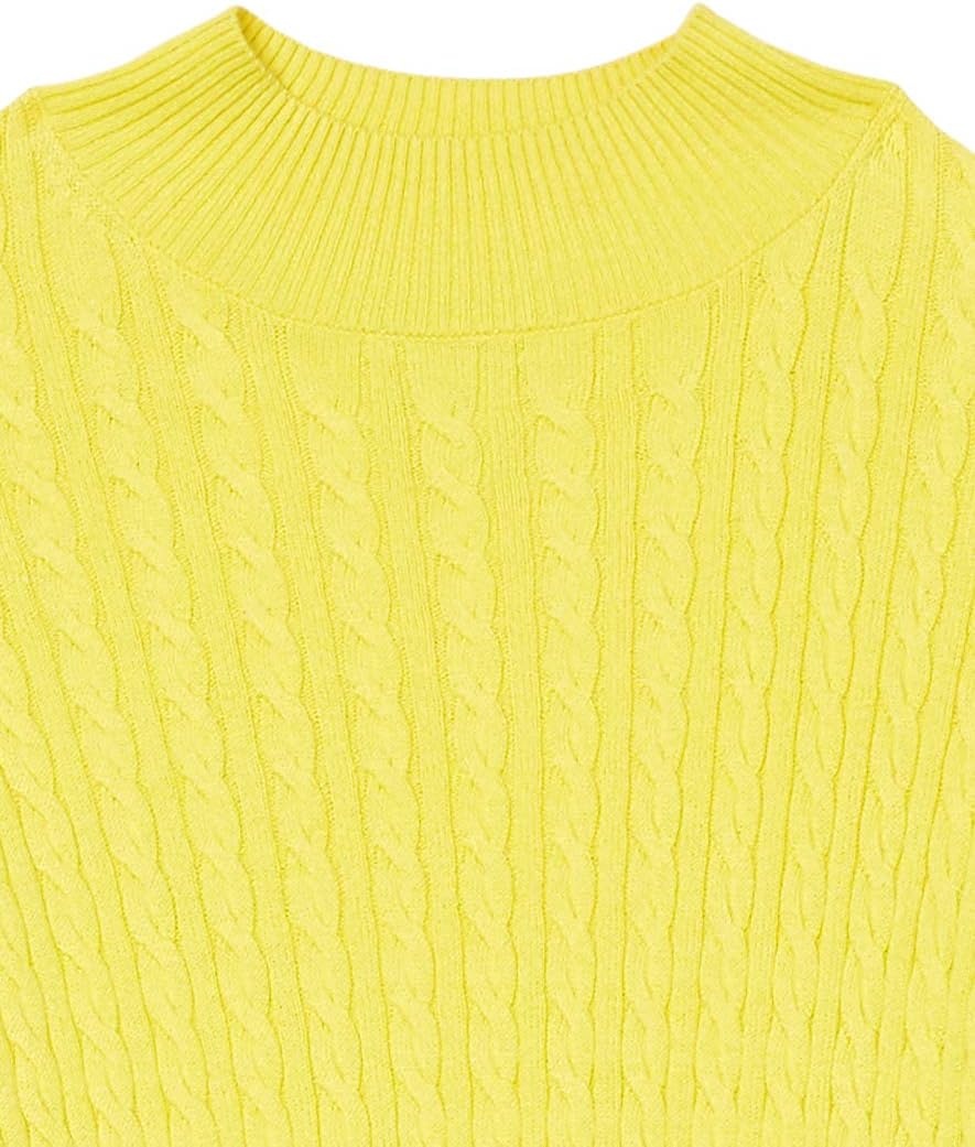 image:imageAmazon Essentials Womens Lightweight Cable Knit Long Sleeve SweaterBright Yellow