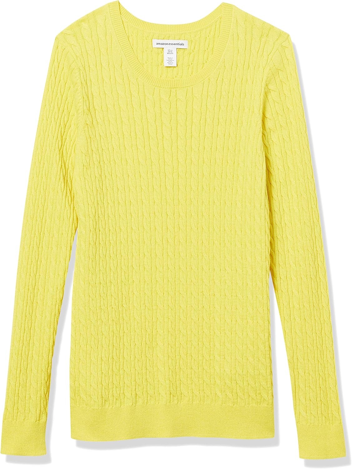 image:imageAmazon Essentials Womens Lightweight Cable Knit Long Sleeve SweaterBright Yellow