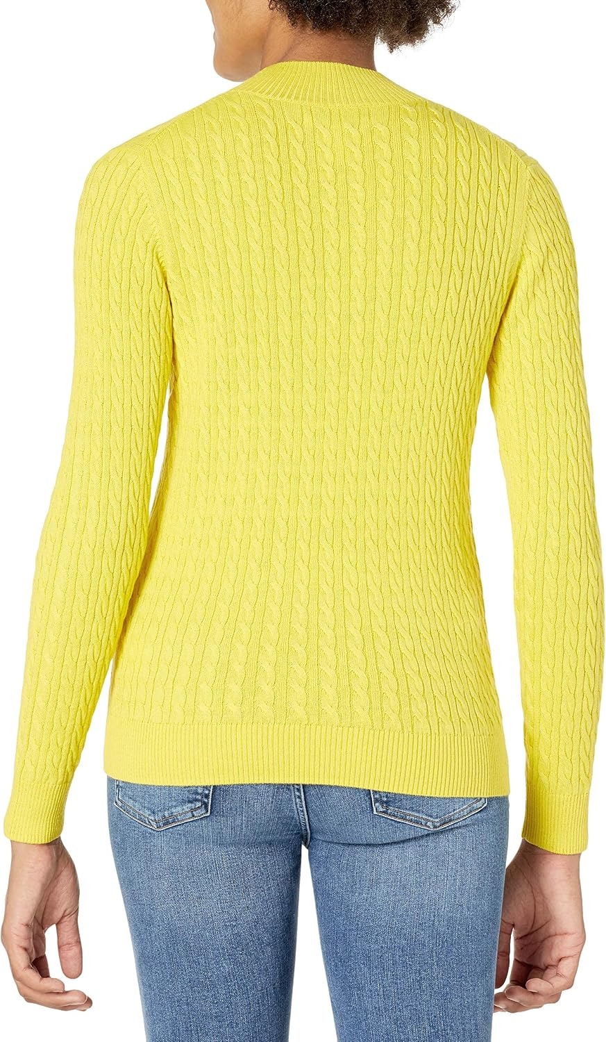 image:imageAmazon Essentials Womens Lightweight Cable Knit Long Sleeve SweaterBright Yellow
