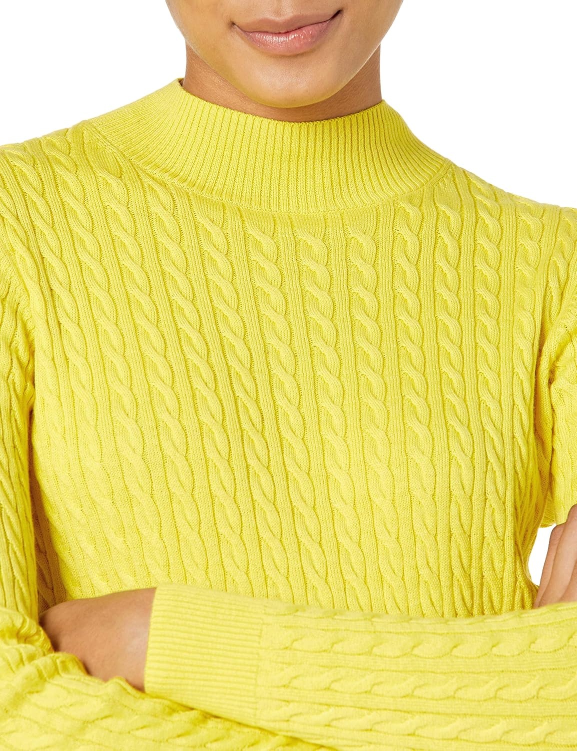image:imageAmazon Essentials Womens Lightweight Cable Knit Long Sleeve SweaterBright Yellow