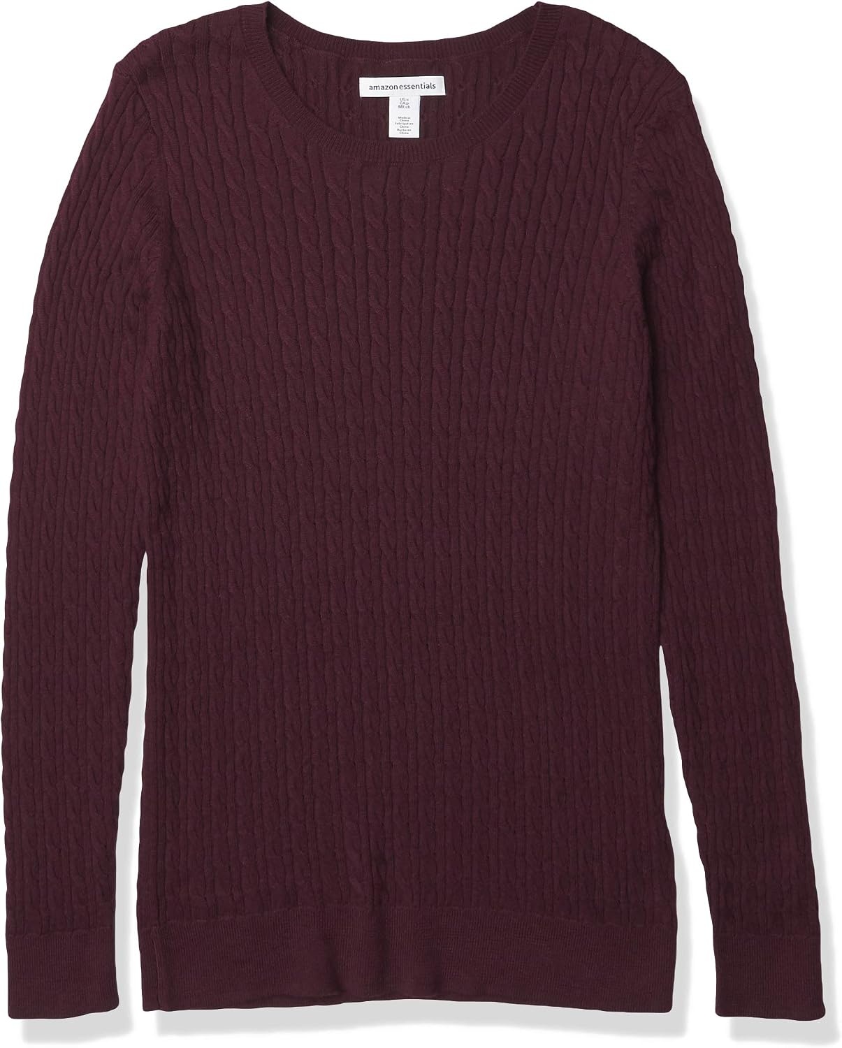 image:imageAmazon Essentials Womens Lightweight Cable Knit Long Sleeve SweaterBurgundy