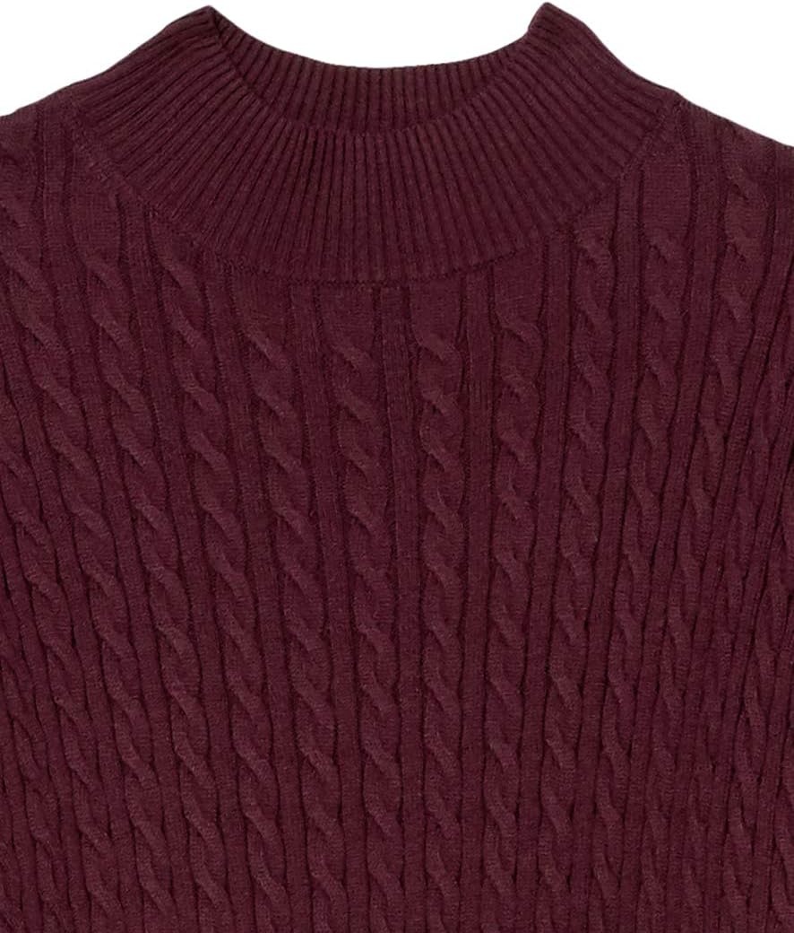 image:imageAmazon Essentials Womens Lightweight Cable Knit Long Sleeve SweaterBurgundy