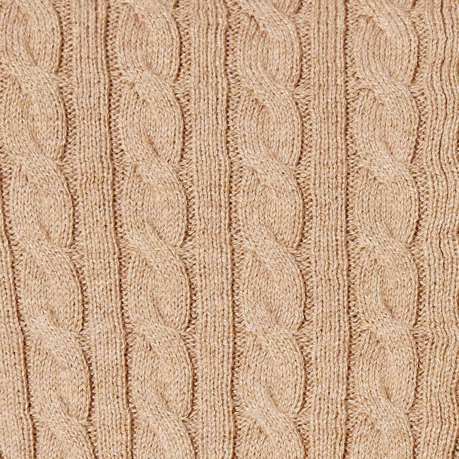 image:imageAmazon Essentials Womens Lightweight Cable Knit Long Sleeve SweaterCamel Heather