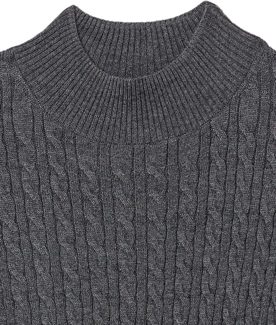image:imageAmazon Essentials Womens Lightweight Cable Knit Long Sleeve SweaterCharcoal Heather