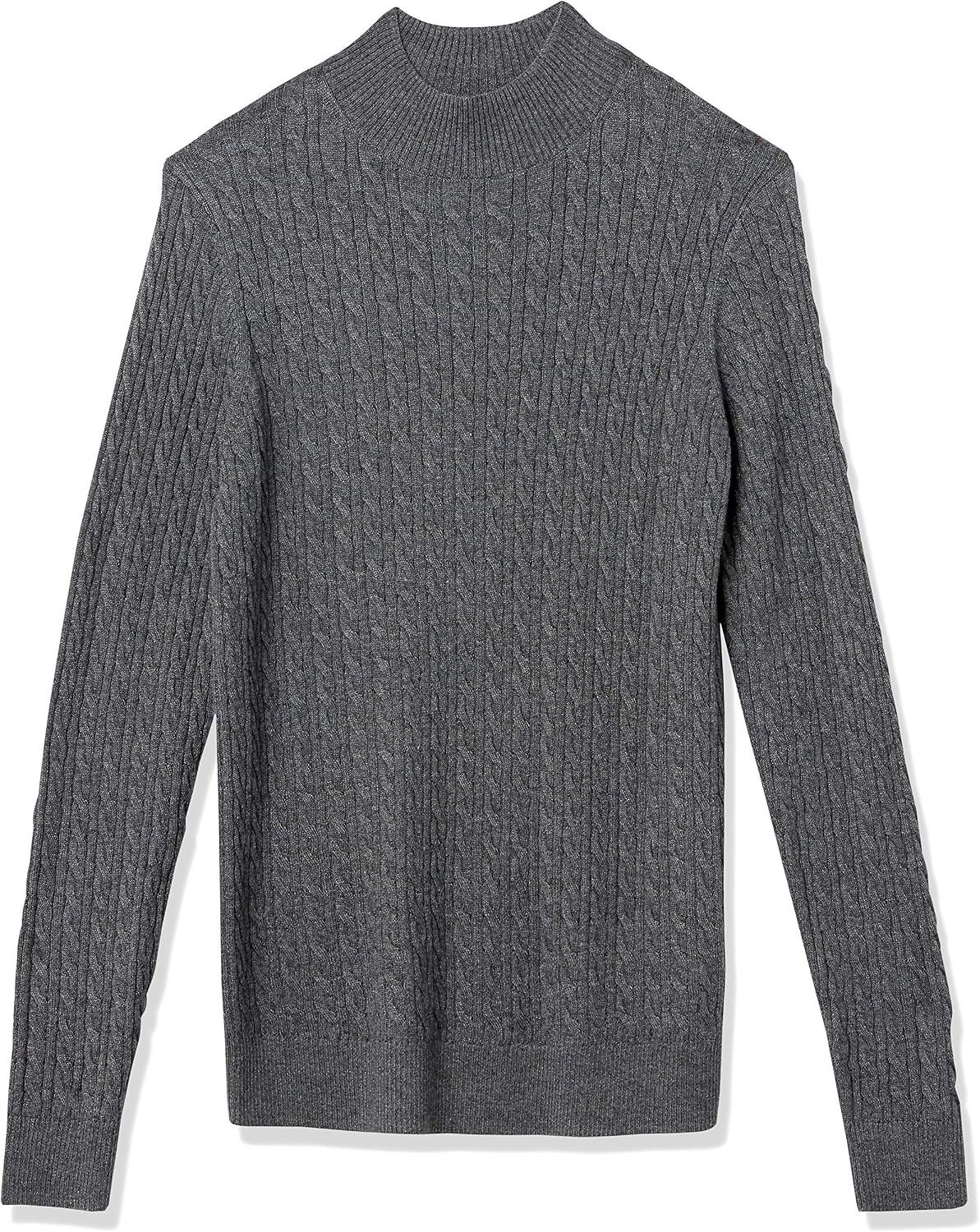 image:imageAmazon Essentials Womens Lightweight Cable Knit Long Sleeve SweaterCharcoal Heather