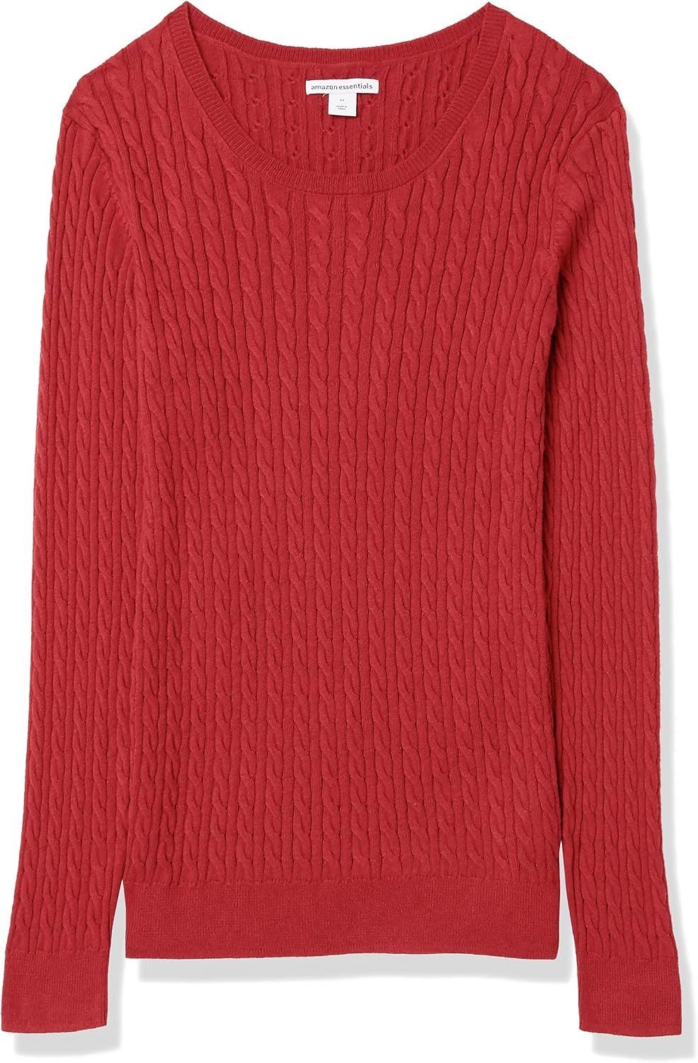 image:imageAmazon Essentials Womens Lightweight Cable Knit Long Sleeve SweaterDark Red